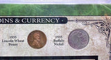 American Coin Treasures 1935 Dollar, Lincoln Wheat Penny & Buffalo Nickel -