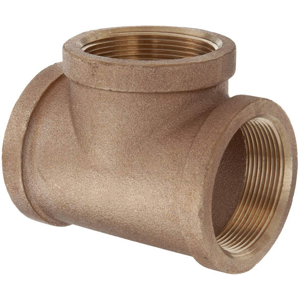 Merit Brass XNL106-48 Lead Free Brass Pipe Fitting,Tee, Class 125, 3" NPT Female -