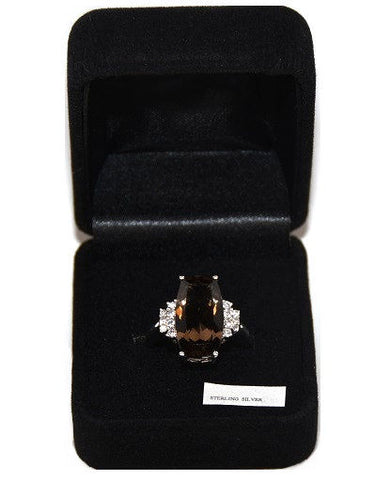 Lot of 38 Pieces Women's Genuine Smoky Topaz & White CZ Ring # 9 -