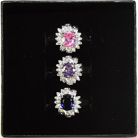 Lot of 98 Sets of 3 Women's Bold Starburst CZ  Rings # 7 -