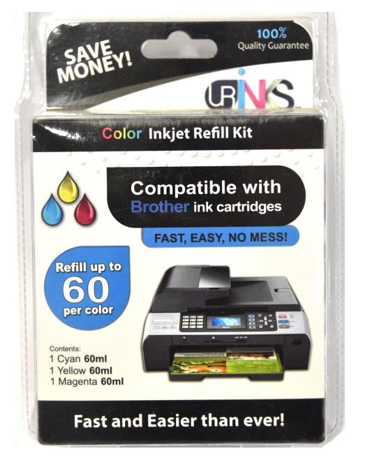 Urinks Color Inkjet Refill Kit, Compatible with Brother ink Cartridges -