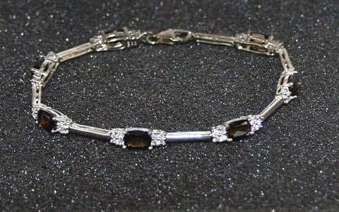 Lot of 60 Pieces of Women's Genuine Smoky Topaz & White Cz Bracelet -